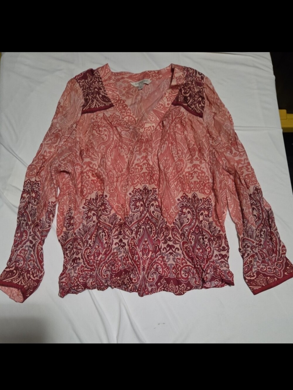 Liverpool women's XL Pink paisley long sleeve blouse #30